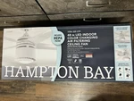 Hampton Bay Air Filtering 48IN Led Indoor White Ceiling Fan Light Kit & Remote. Fixed Price $100.00.