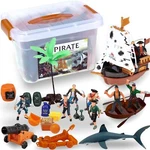 Liberty Imports Bucket Of Pirate Action Figures Toys Playset With Ship.... Fixed Price $44.41.