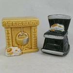 Fireplace & Rocking Chair Sleeping Cat Salt Pepper Shaker Set Enesco Japan. Fixed Price $10.95.
