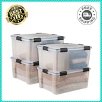 4 Pack Iris Usa 60 Qt Plastic Storage Bins, Clear Airtight Gasket Box With Lids. Fixed Price $71.99.