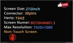 27.0" Lcd Screen For Hp Pavilion 27-XA L17303-383 Fhd 30PIN Non-touch Display. Fixed Price $229.00.