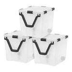 Iris Usa 3 Pack 106 Quart Weatherpro Wheeled Plastic Storage Bin With Secure Lid. Fixed Price $114.99.