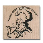 Wood Rubber Stamp, Chef With Spoon, Retro,cooking,phrase,food,eat,cook,hat,man. Fixed Price $10.75.