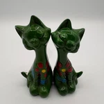 Vtg Enesco Magnetic Green Kitty Salt And Pepper Shakers Ceramic Read. Fixed Price $9.49.