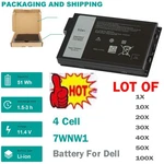 Lot 100PCS 7WNW1 Battery For Dell Latitude 7424 5424 5420 Rugged Extreme GK3D3. Fixed Price $1530.00.