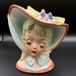 Vintage Napco Ceramic Girl Bust Planter Vase Floral Pastel Crackle Glaze 1959. Fixed Price $50.00.