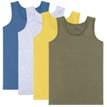 Brix Toddler Boys Tank Tops 4-PACK 4T, Grey, Yellow, Olive Green, Teal Blue. Fixed Price $29.06.